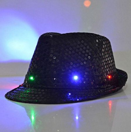 Blinkender Partyhut Schwarz Show Gag Hut