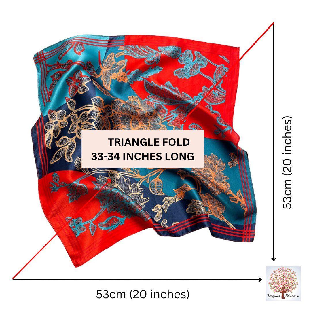 Foulard & Sciarpe: New 53cm Silk Scarf, Red Capri Floral 100% Silk Scarf – Nuovo e nell'imballaggio originale da Baar venduto da virginiablossoms 6