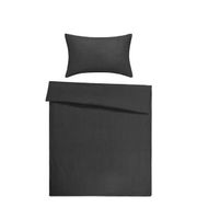 Seersucker Bettwäsche Uni Schwarz 160x210 + 65x100cm