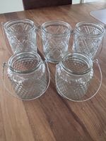 5x Glas Windlichter/Vasen mit Henkel 