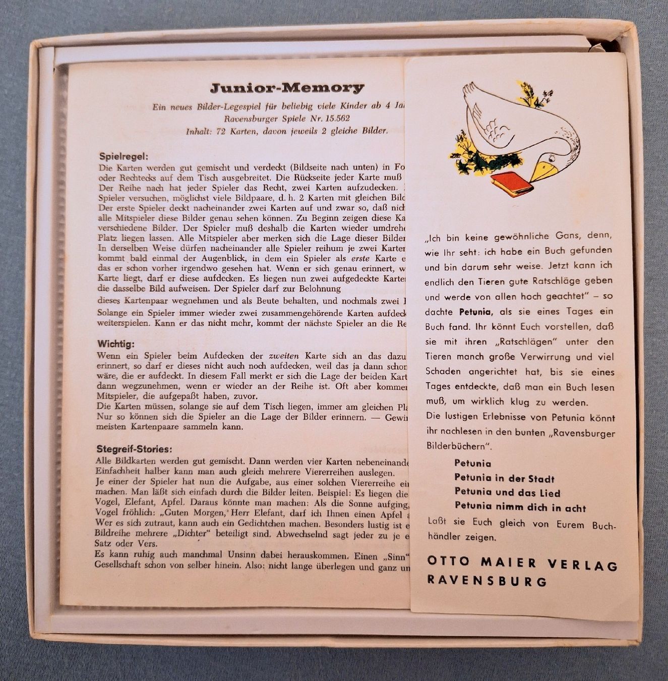 Ravensburger Giochi: Vintage Junior Memory Ravensburger Spiel – Usato da Volketswil venduto da LisaSch1 2