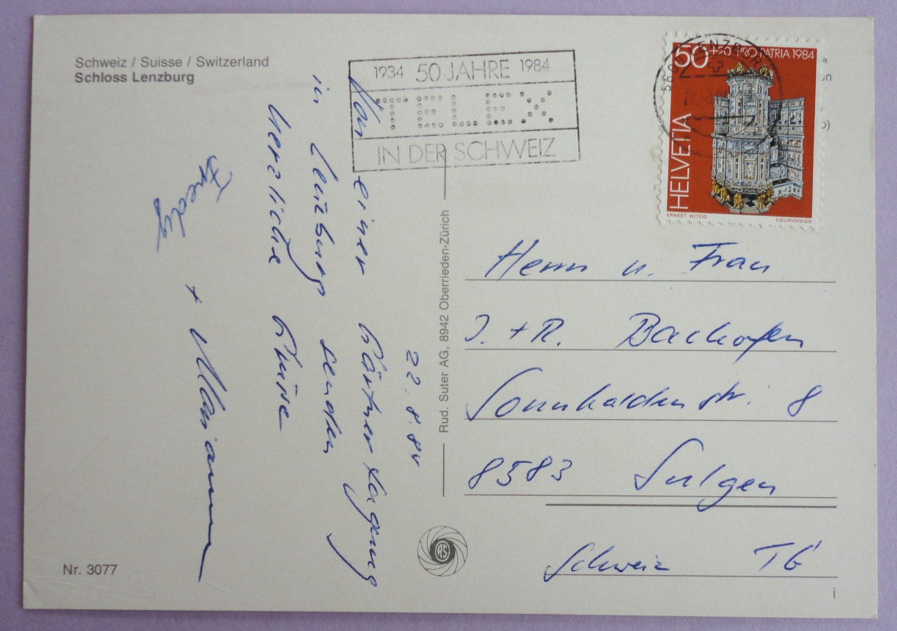 Cartoline postali: Schloss Lenzburg – Usato da Fétigny venduto da Billy2miny 1