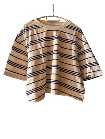 Damen T-Shirt beige gestreift Kurzarm Grösse M/L neuwertig