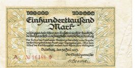 Duisburg 100000 Mark Serie A KN rot 30.07.1923 SS++-VZ