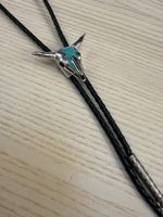 Bolo Tie mit Stierkopf, Vintage Style, Schwarz/Silber