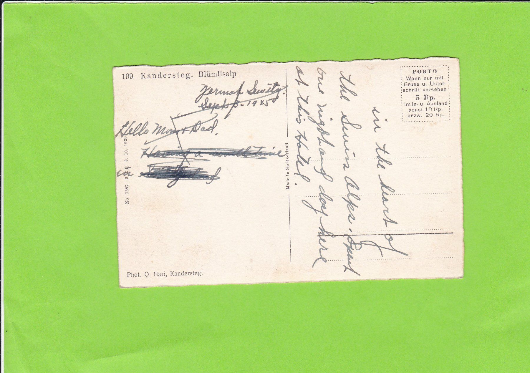 Cartoline postali: Kandersteg – Usato da St. Peterzell venduto da neckertal 1
