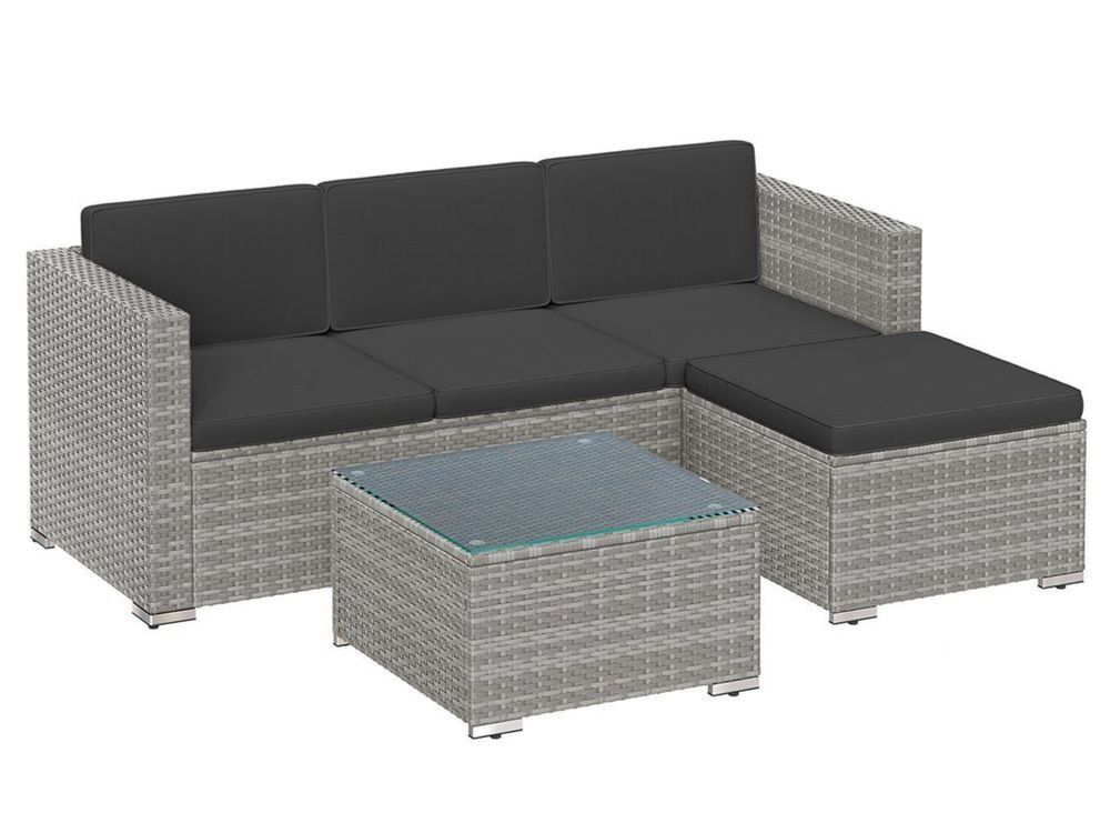 Divani: Gartenmöbel Set Polyrattan Sofa Tisch Grau LAMIS – Nuovo e nell'imballaggio originale da Lachen SZ venduto da MAMORU-MOEBEL
