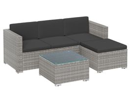 Gartenmöbel Set Polyrattan Sofa Tisch Grau LAMIS