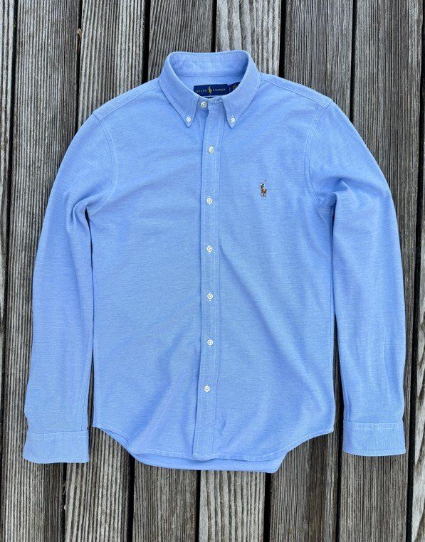 Ralph Lauren Camicie: Ralph Lauren Hemd S Oxford Knit Hellblau – Usato da Männedorf venduto da LTMCS 1