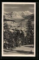 AK Samaden, Ortsansicht im Winter, 1926
