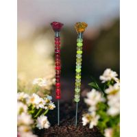 Gartenstecker mit Blume rot