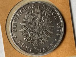 5 Mark 1874 Ludwig II König v. Bayern, Silber