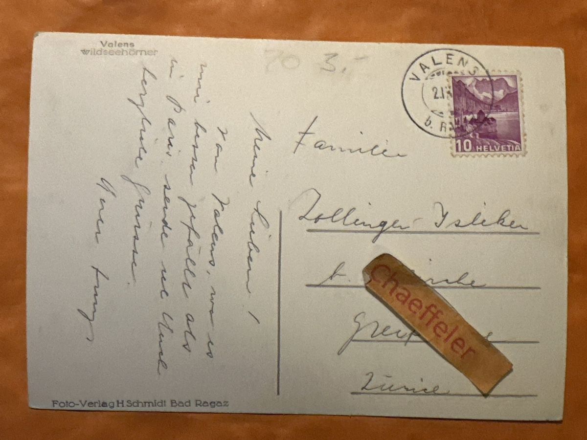 Cartes postales: Alte Ansichtskarte 1937 Valens Wildseehörner. – D'occasion à Zürich par Chaeffeler 1