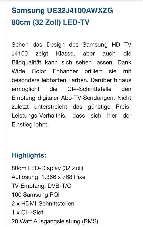 Televisori: Samsung LED-TV 32 Zoll – Usato da Ormalingen venduto da saexevierzig 1