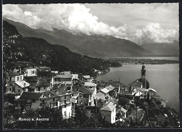 Cartoline postali: AK Ronco s. Ascona, Panorama, 1958 – Usato da Berlin venduto da bartko-reher
