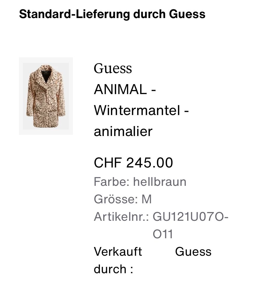 Guess Cappotti: Guess Mantel Animal – Usato da Muotathal venduto da lil_pq5n 6