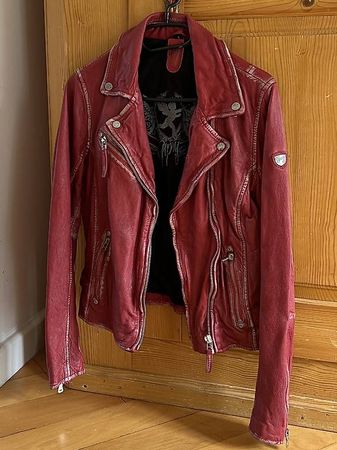 Leder-Bikerjacke Vintage Red Gr. S