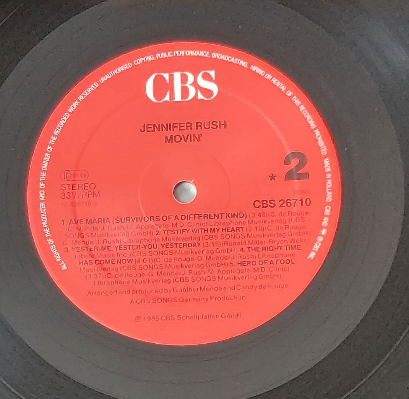 Schallplatten: LP - JENNIFER RUSH - MOVIN' – Gebraucht aus Steckborn von Quo7 2