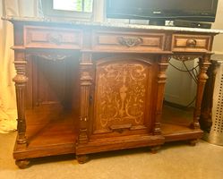 Antiker Buffetschrank Marmorplatte Holz intarsiert Zustand