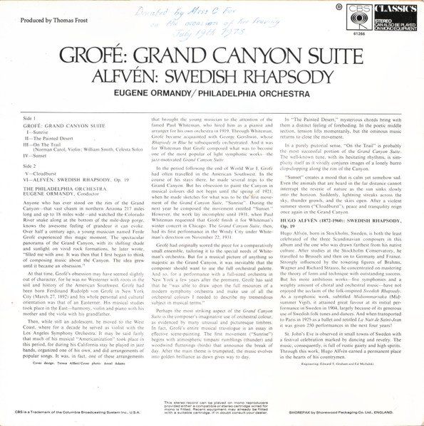 Schallplatten: Grofé/Philadelphia Orchestra/Ormandy: Grand Canyon Suite LP – Neu (gemäss Beschreibung) aus Steinhausen von Vilivinili 1
