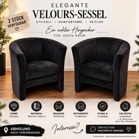 2 elegante schwarze Velours-Sessel  sehr gepflegt