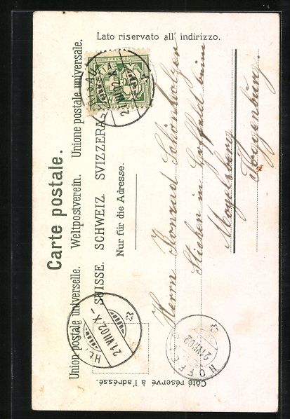 Cartoline postali: AK Herisau, Marktplatz und Kirche, 1902 – Usato da Berlin venduto da bartko-reher 1