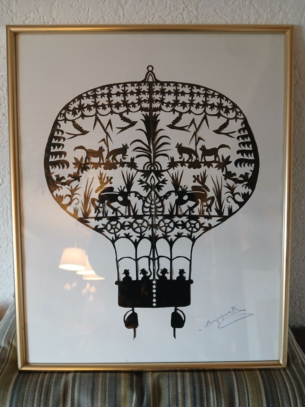 Dipinti: Tableau Découpage Montgolfière Unique et Encadré – Usato da Corcelles-Payerne venduto da evalyne