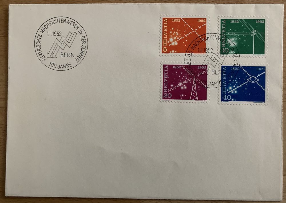 Schweiz Briefmarken-Set 1952 'Nachrichtenwesen' – Komplette Ausgabe 566-569 Postfrisch ** MNH