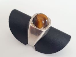 Silberring 835 mit Tigerauge Edelstein, Grösse 15.9 mm