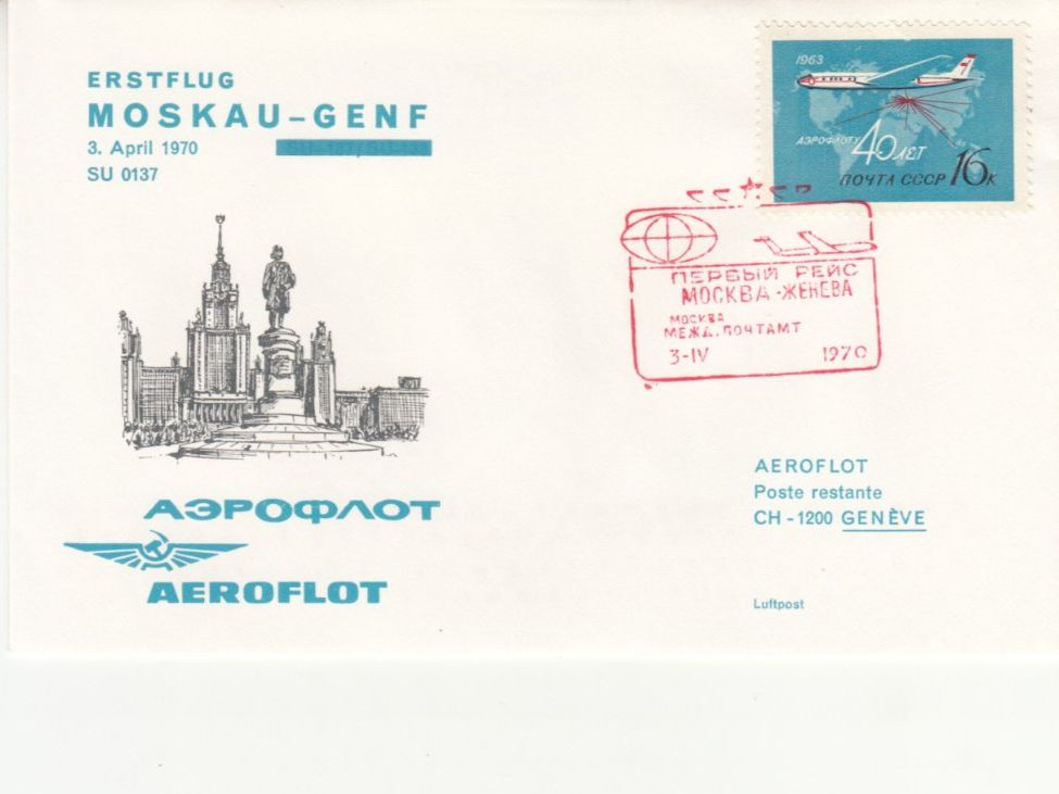 Tutti i francobolli: SLH RF 70.8b Moskau-Genève – Usato da Bürglen TG venduto da StampGraf