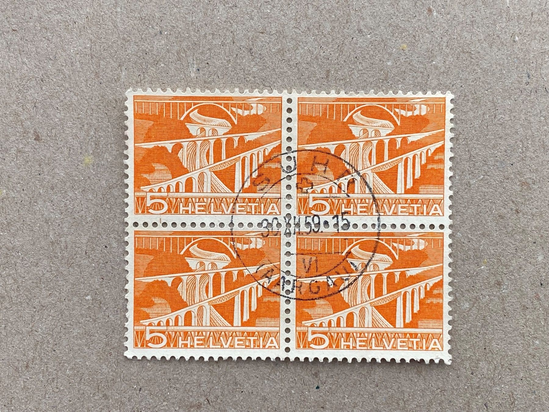Alle Briefmarken: 298, Viererblock, Suhr – Gebraucht aus Aarau von hilde47