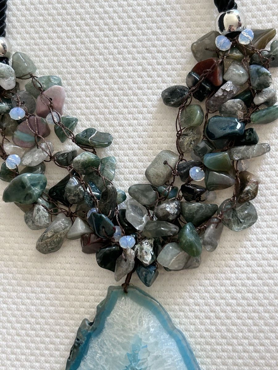 Catenine: Blue Agate Slice & Stone Necklace – Nuovo (secondo la descrizione) da Biel/Bienne venduto da zit_v5yc 4