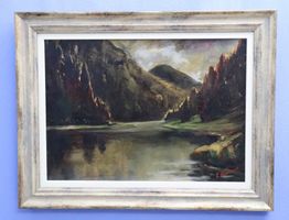 Charles-Albert Huguenin, Gemälde, "See und Berglandschaft"
