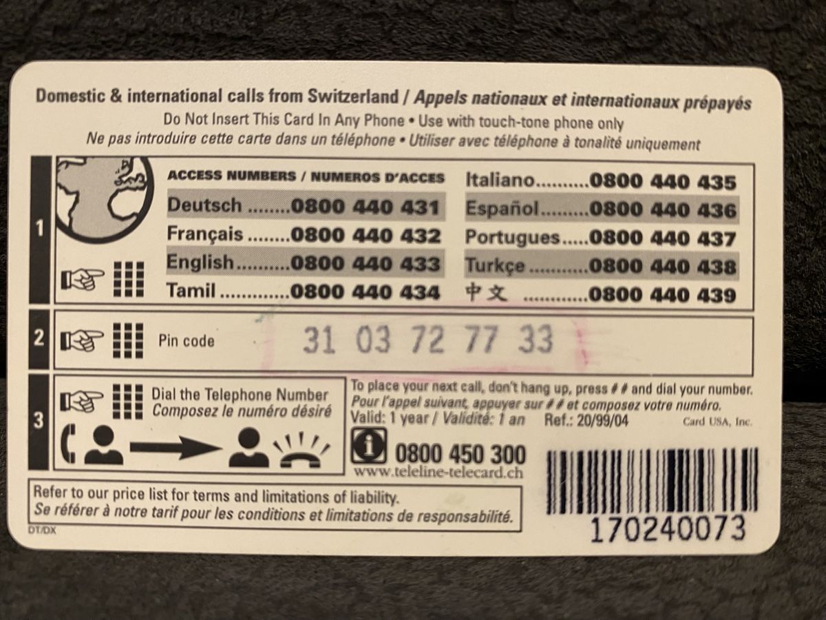 Schede telefoniche: Teleline – Usato da Lausanne venduto da babacard10 1