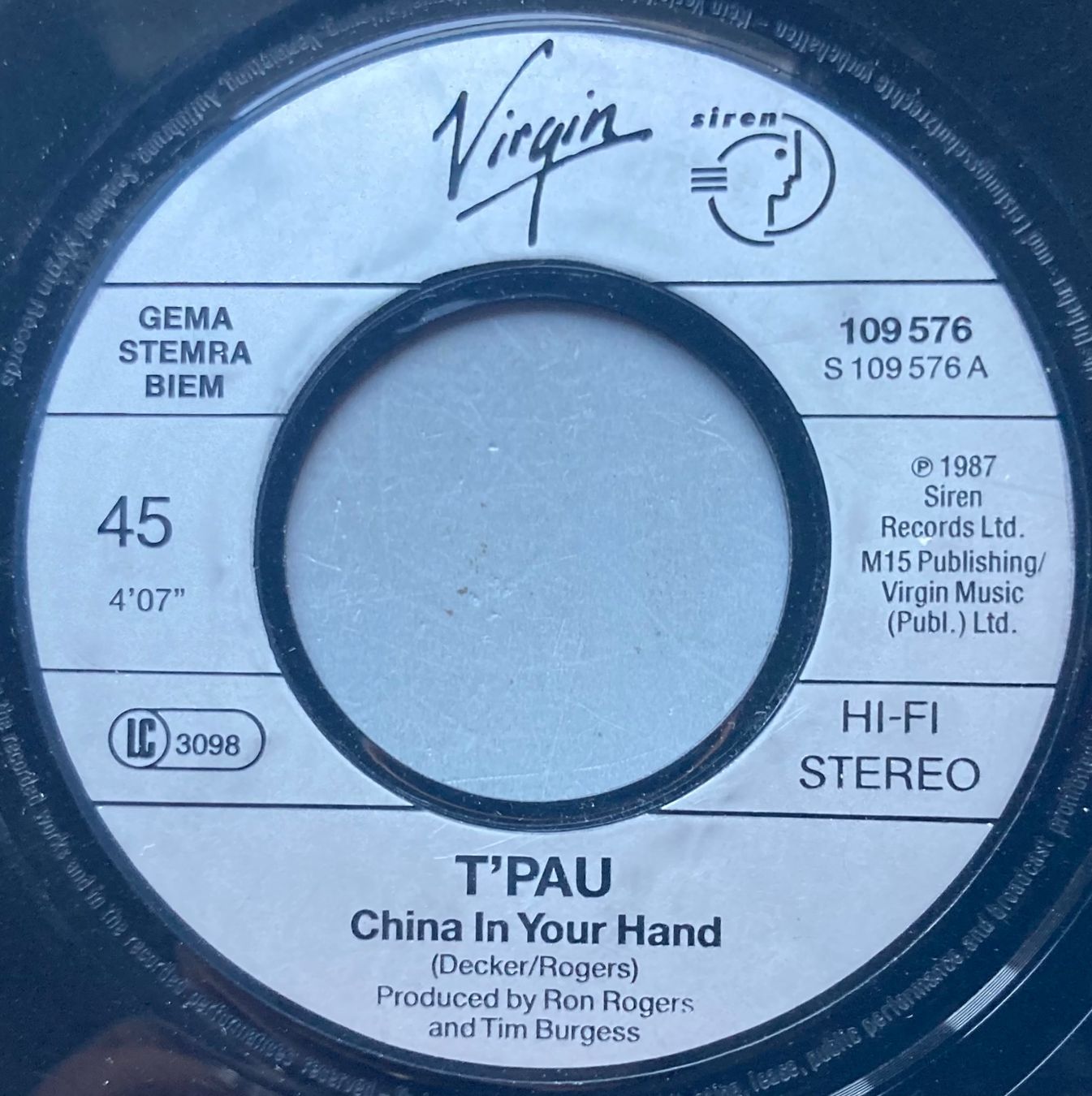 Dischi in vinile: T'PAU - CHINA IN YOUR HAND – Usato da Poliez-Pittet venduto da Newtown-Records 2