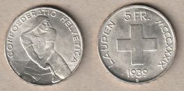 5 Franken Gedenkmünze 1939 Laupen
