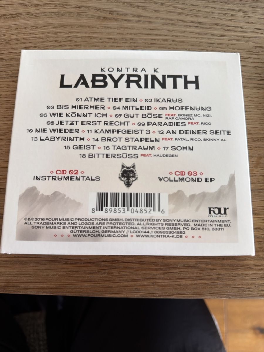 CD: Kontra K Album Labyrinth – Usato da Altdorf UR venduto da Monstera99 1