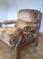 Sessel Eiche mit Blumenmuster Stoffbezug