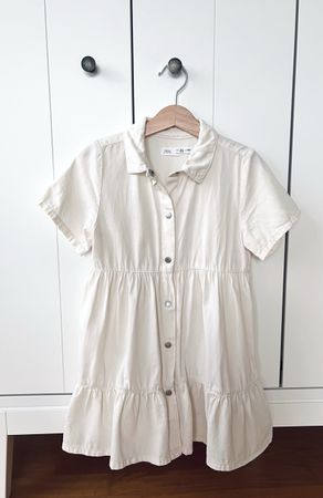 Sommerkleid Zara, Hemdblusenstil, 104, creme