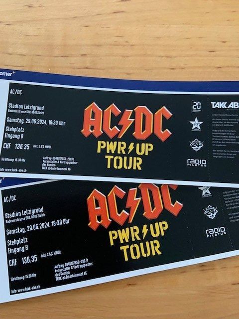2 x AC/DC PWR UP TOUR Tickets, Stehplatz, 29.06.2024 Eing.B (Neu ...