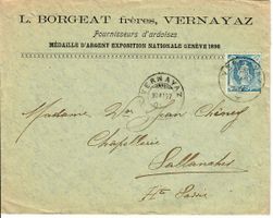 Brief, Vernayaz 1907 nach Frankreich