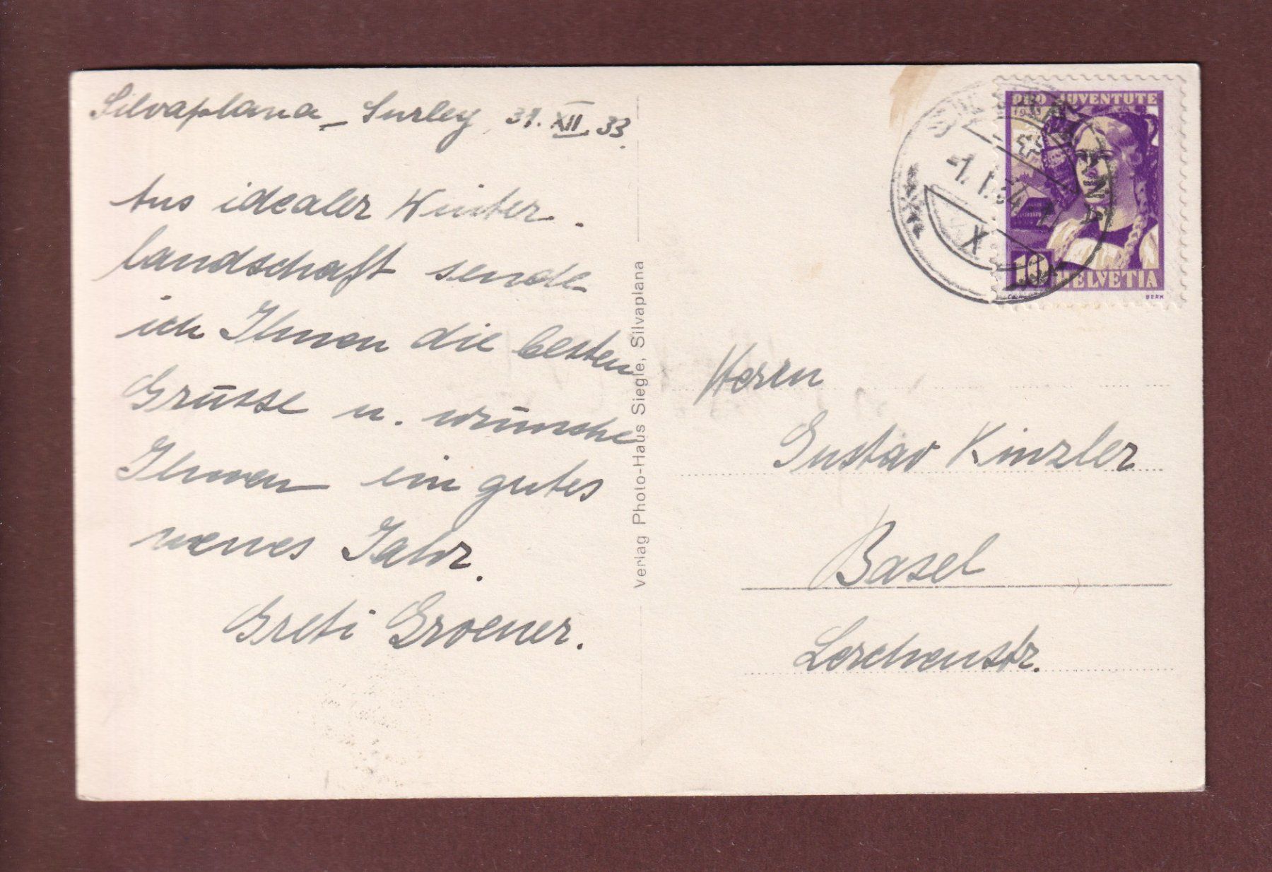Cartoline postali: Beim SUVRETTA-HAUSE - 1934 – Usato da Pully venduto da nicecards 1