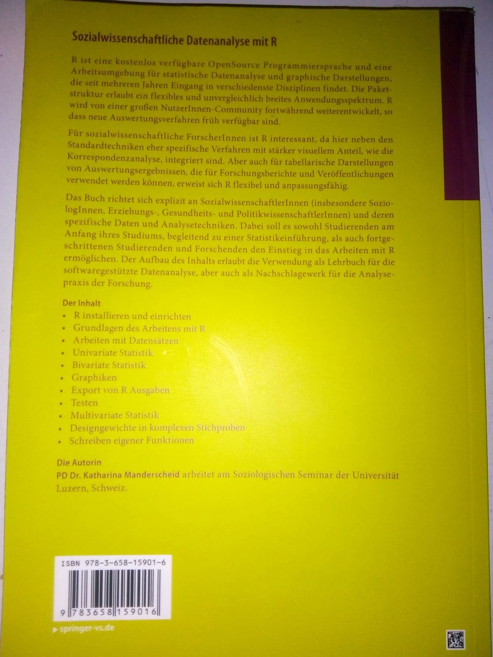 Libri: Sozialwissenschaftliche Datenanalyse mit R - Eine Einführung – Usato da St. Gallen venduto da elk2021 9