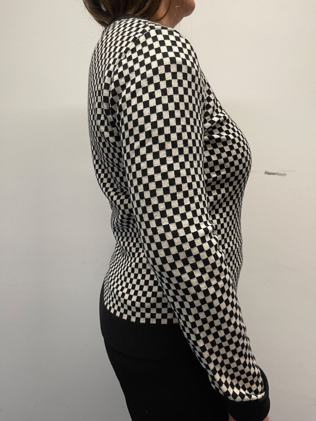 Pulls & Sweat-shirts: STRENESSE Strickpullover mit Schachbrettmuster Grösse L – D'occasion à Zürich par Arche_Brockenhaus 5