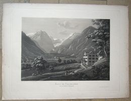 Stachelberg Linthal sehr grosse Aquatinta um 1835 selten