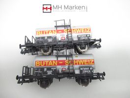 Roco 2x 76312 Gaskesselwagen Butan Schweiz SBB CFF FFS OVP