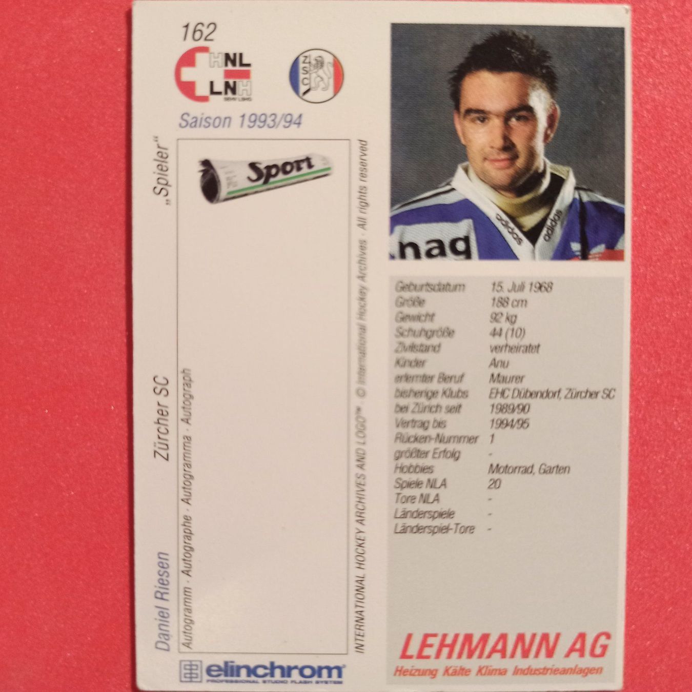 Sammelbilder & Trading cards: Daniel Riesen - ZSC - 1993/94 – Gebraucht aus Dübendorf von kb86_MOVIE 1