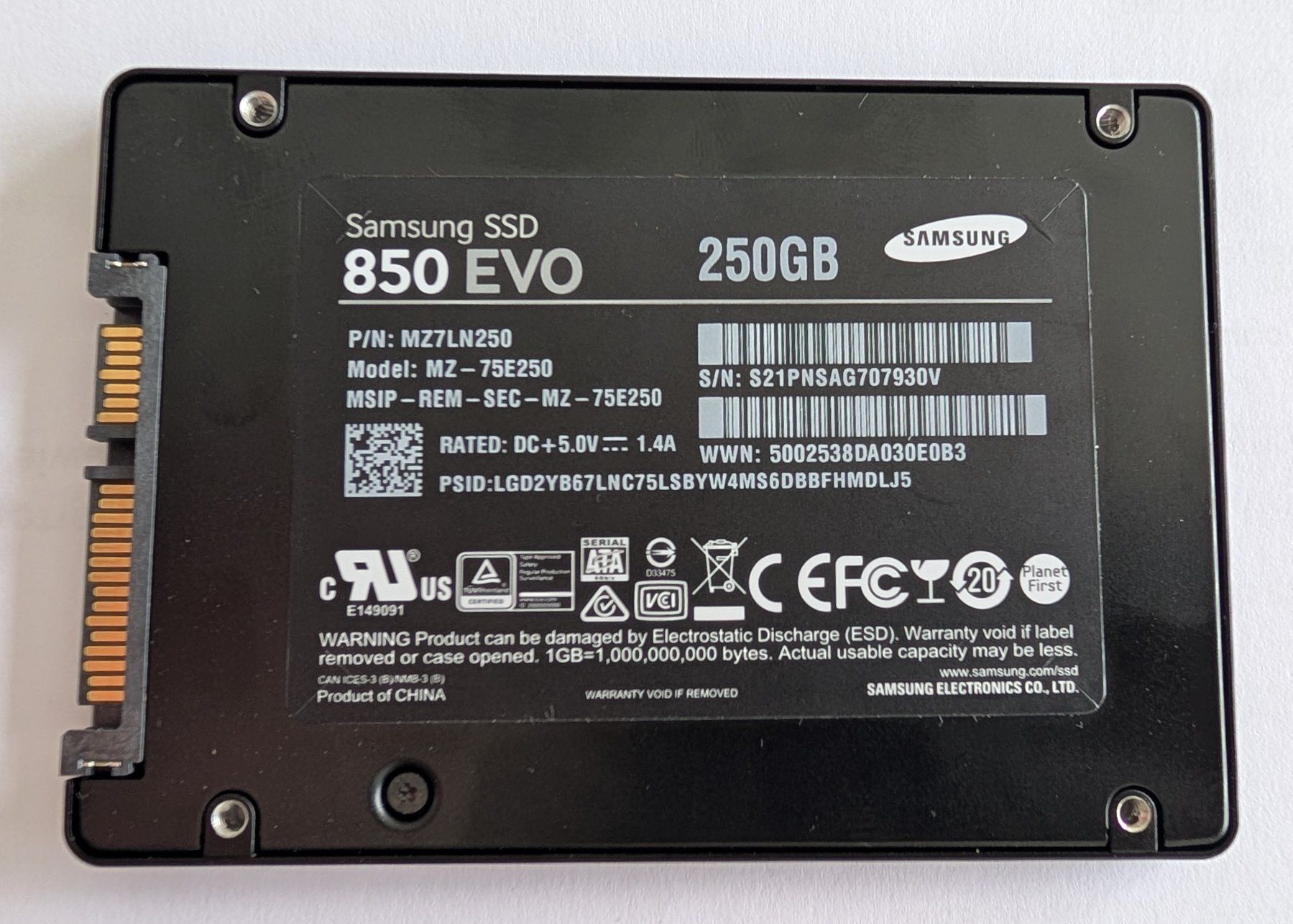 Samsung Dischi rigidi: Samsung 850 EVO SSD - 250GB – Usato da Schaan venduto da Zabulus 1