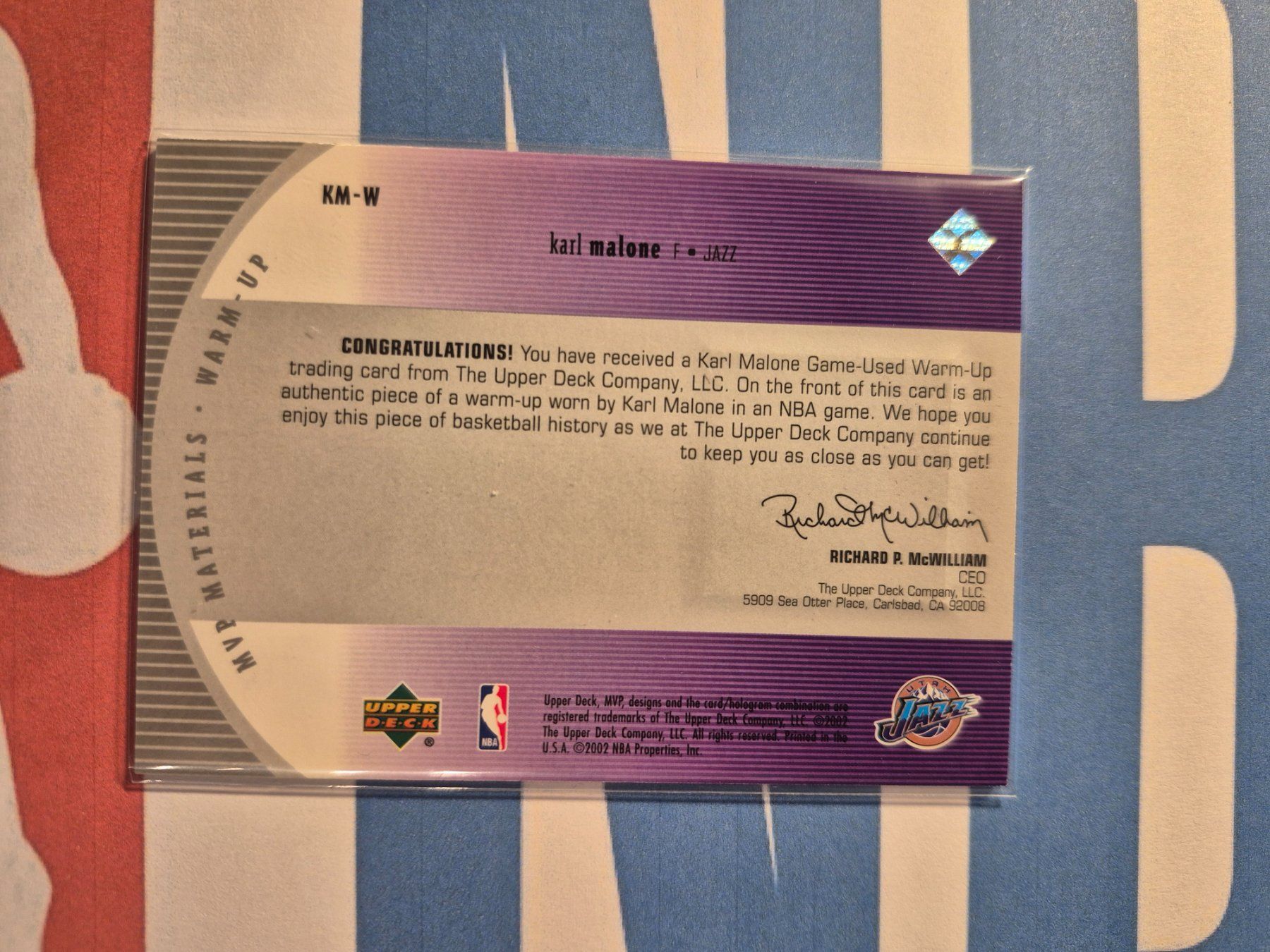 Nba Carte collezionabili: NBA 2002-03 Upper Deck MVP Materials Warm-Up Karl Malone – Usato da Treiten venduto da Sauber73 1