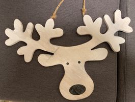 Holz-Rentier, Deko-Hänger für Weihnachten, Top Zustand!